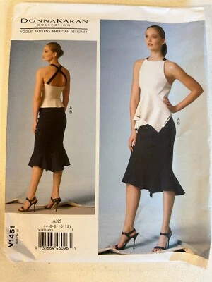 Vogue Patterns V1451 Donna Karan Skirt & Top Set Sewing Pattern Size 4-12 Uncut - Image 1 of 3