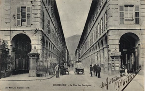 CHAMBÉRY 73 Rue des Portiques Postkarte geschrieben an Aline BASSANDIER in Valencia Anfang 1900 - Bild 1 von 2
