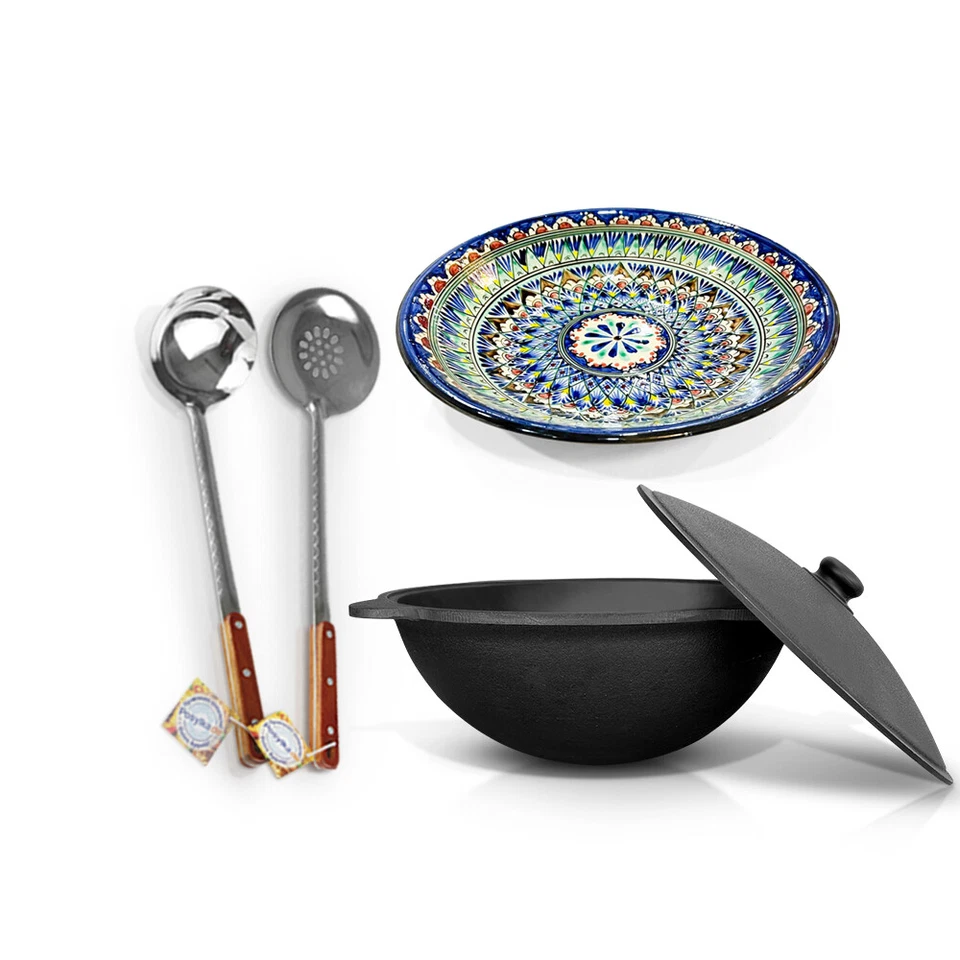 Schaumlöffel Gusseisen Kazan 12 L Usbekisch Plov Kasan Lagan Казан Kochtopf WOK - Bild 1 von 1