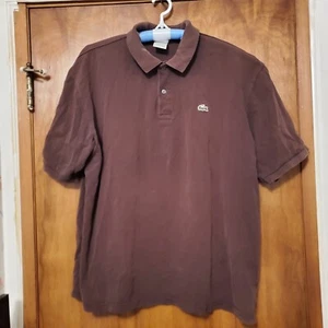 ๐ซ๐ท Vintage 90s Lacoste Polo T-Shirt made in France retro rare size L Brown - Picture 1 of 7