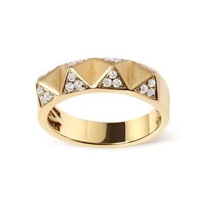 14K Yellow Gold 1/4 Cttw White Diamond Pyramid Ring (G-H Color, SI1-SI2 Clarity) - Picture 1 of 6