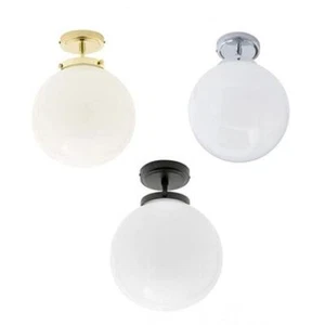 Litecraft Preston Ceiling Light Semi Flush With Opal Globe Shade - 3 Colours     - Picture 1 of 20