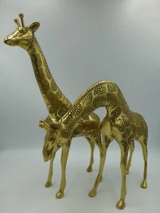 Paar große Messing Giraffen Figuren (13 Zoll & 9 Zoll), No Makers Mark - Bild 1 von 16