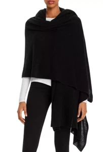 C Designer 100% Cashmere Black Travel Wrap Pashmina Shawl - 36" x 74" -msrp $198 - Picture 1 of 8