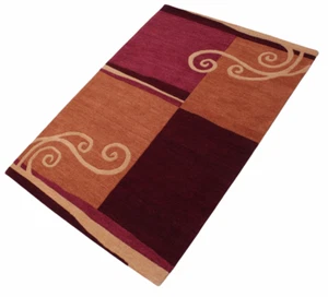 Teppich 100% Wolle Rot Rosa 160X230 cm Orange Orientteppich Handgetuftet HT362 - Bild 1 von 6