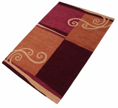 Teppich 100% Wolle Rot Rosa 160X230 cm Orange Orientteppich Handgetuftet HT362 - Bild 1 von 4