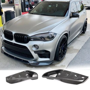 For BMW F85 X5M F86 X6M 2014-2018 Dry Carbon Front Bumper Vent Fins Cover Trims - Foto 1 di 12