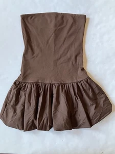 GLG Good Luck Gem Women’s Bubble Hem Mini Dress Tube Top Size M Brown EUC  - Picture 1 of 8