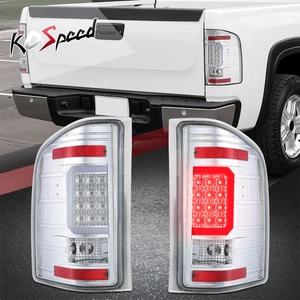(3D LED C-SHAPE BAR) Chrome Clear Tail Brake Lights for 07-14 Chevy Silverado - Picture 1 of 8