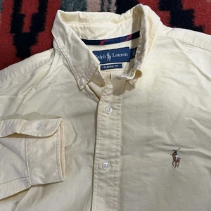 Ralph Lauren Herren Gelb Oxford Hemd Größe M Preppy Büro Freizeit Fleisch Pony - Bild 1 von 11