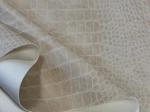 Kunstleder Meterware KROKO BEIGE Krokodil Optik 152cm breit 1,50mm Stark! - Imagen 1 de 16