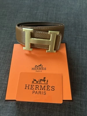 Mens Hermes reversible leather strap 32mm belt (brown and black) - Image 1 of 4