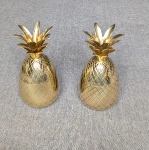 Lot Of 2 Vintage Brass Pineapple Lidded Trinket Dish 8" Tall - Picture 1 of 7