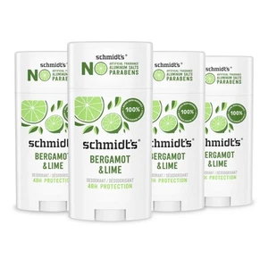 Schmidt's Bergamot Lime Aluminum Free Deodorant Pack of 4 24 Hour Protection - Picture 1 of 8