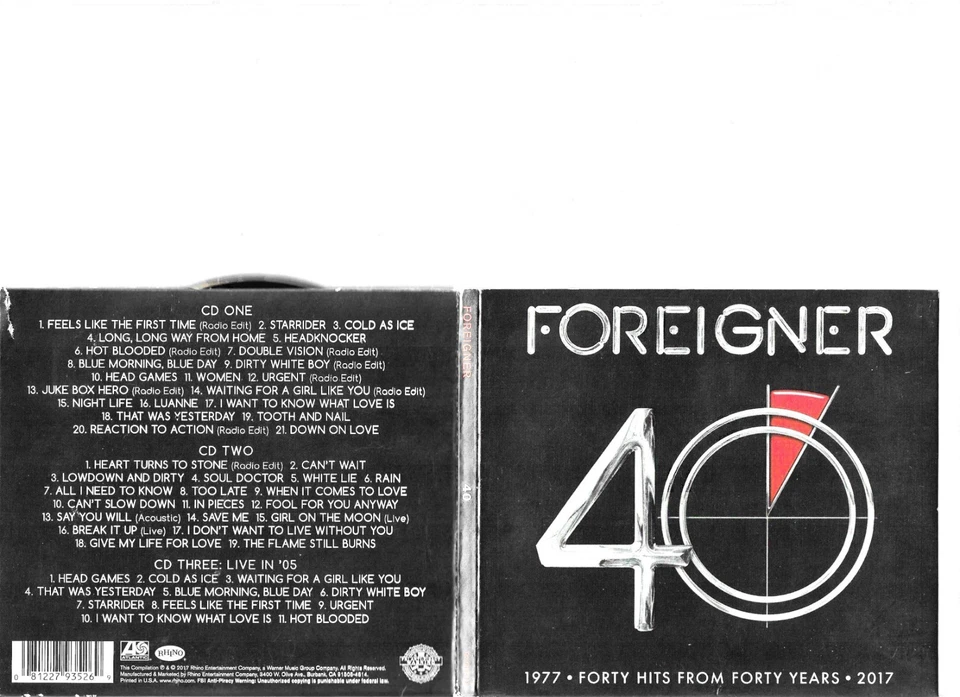 FOREIGNER - 40 -  FORTY HITS FROM FORTY YEARS - 1977 - 2017 - MICK JONES -SPOOKY - Image 1 of 1