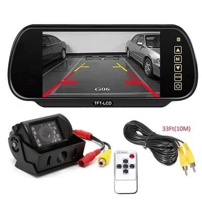 Back Up Camera System IR Night Vision+7" Rear View Monitor Truck/Bus/RV/Van/Car - Image 1 of 4