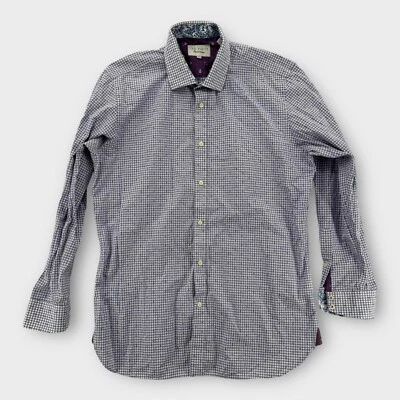 Camisa Ted Baker Endurance Para Hombres 16 32/33 Abotonada Manga Larga Púrpura Cuadros Foto 1 de 4
