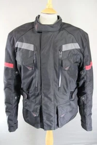 CRANE BLACK, RED & SILVER TEXTILE BIKER JACKET WITH CE ARMOUR 42-44 INCH (LARGE) - Picture 1 of 12