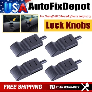 Door Lock Knob Front Rear Black 4 PCS For 2007-2013 Chevy/GMC Silverado/Sierra - Picture 1 of 19