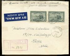 Double weight registered 10c + 2x15c ITALY 1950 airmail PEACE issue COVER Canada