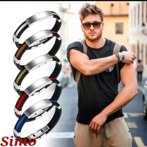 BRACCIALE UOMO NERO ROSSO ACCIAIO GOMMA SPORT PALLACANESTRO REGALO DONNA SEXY - Imagen 1 de 3
