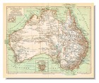 AUSTRALIA  1892 Original Antique Vintage Map Tasmania Canberra Melbourne Sydney