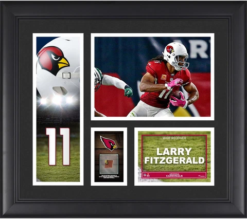 Larry Fitzgerald Arizona Cardinals Framed 15x17 Collage & Piece of G-U Football Cover