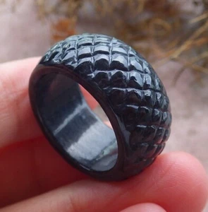 Anillo Cabeza Dragón Jadeíta Jade Natural Negro Certificado Video NO. 8 # 105952 VS - Imagen 1 de 10