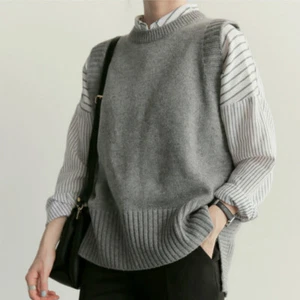 Women Irregular Vest Sweater Jumper Waistcoat Gilet Pullover Tank Knitwear Loose - Picture 1 of 15