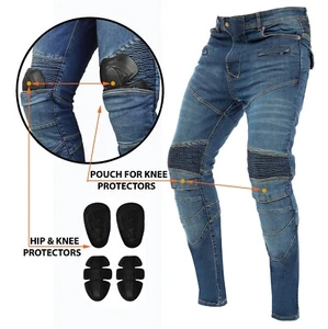 Herren Motorrad Motorrad Jeans Hose Verstärkung mit Aramidschutzfutter - Bild 1 von 12