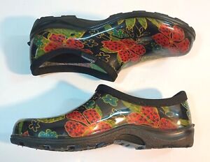 Sloggers Shoes Womens Waterproof Floral Slip On Clogs Gardening Size 9