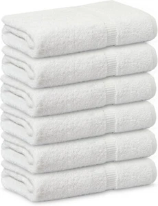 Bath Towel 24x50 White100% Cotton Pack 6,12 Softness & Durability Beach Towels - Picture 1 of 14