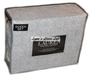 Ralph Lauren Mosaik Medaillon Grau 4P Queen Bettwäsche Set Neu Baumwolle Grau - Bild 1 von 4