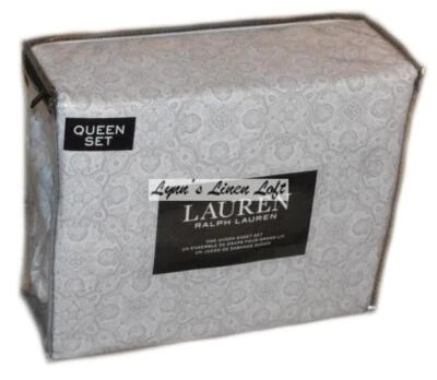 Ralph Lauren Mosaic Medallion Grey 4P Queen Sheet Set New Cotton Gray - Image 1 of 4
