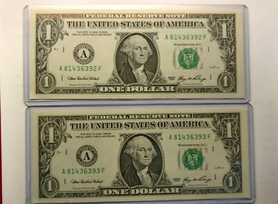 2 - $1.00 United States Federal Reserve Notes - Mint Condition in Consecutive.++ - Image 1 of 4