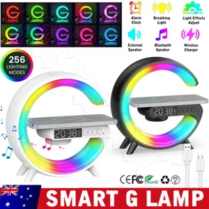 300mAh LED Lamp Bluetooth Speaker Wireless Charger RGB Alarm Clock Night Light - Picture 1 of 14