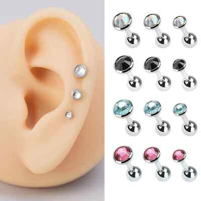 3 piezas 3/4/5 mm circonita cúbica cristal superior cartílago hélice perno piercing pendiente 16G joyería Foto 1 de 4