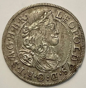 3 KREUZER 1682 OSTERREICH MONETA ARGENTO AUSTRIA - Picture 1 of 6