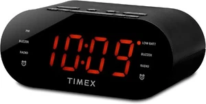 T231G BLACK Timex AMFM Dual Alarm Clock Radio w 12 Display Linein Jack - Picture 1 of 5