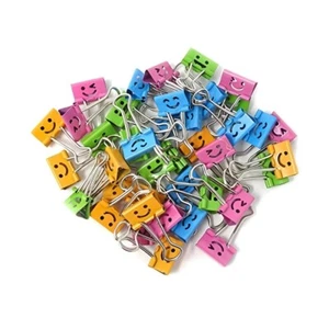 10 x SMILEY FACE Binder Clips 19mm / 25mm Planner Stationery Metal Bulldog Paper - Picture 1 of 3
