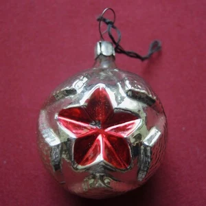 Antiguo adorno de Navidad de la URSS/ESTRELLA COMUNISTA/ 1950 grande bombilla de vidrio soviética vintage - Imagen 1 de 6