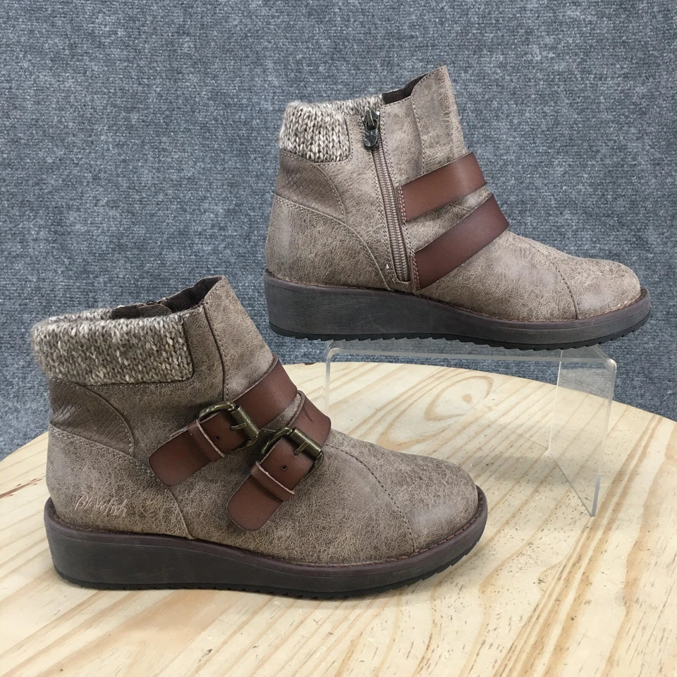 Blowfish Malibu Boots Womens 7 Correct Ankle Booties Taupe Round Toe Buckle - Image 1 of 4