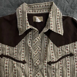 Vintage Wrangler Shirt Womens Med Lace Plaid Pearl Snap Western Cowgirl Brown - Picture 1 of 6