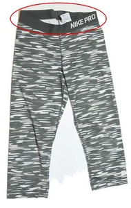 Nike Pro Legging Bottoms Youth Size Medium M Grey Crop Black Polyester Spandex - Picture 1 of 12