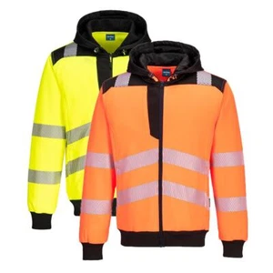 PORTWEST PW3 Felpa con cappuccio hi-vis cerniera leggera sicurezza PW327 - Foto 1 di 3