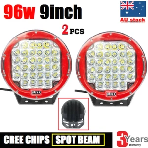 2x 96W 9INCH CREE LED DRIVING LIGHT OFF ROAD ROUND SPOTLIGHT WORK CAR AUTO LAMP - Picture 1 of 9