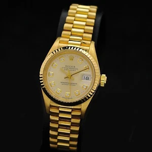 Rolex Datejust lady 18 kt gold diamonds dial ref 69178 serviced + box & papers - Picture 1 of 11