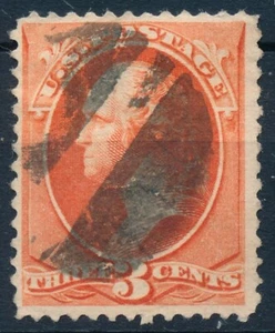 US Stamp Scott 214, 3c vermillion Washington, F-VF Used Value $50.00 - Picture 1 of 2