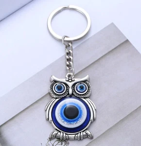 Portachiavi Gufo Occhio di Allah protezione dal malocchio Evil Eye Portafortuna - Imagen 1 de 3