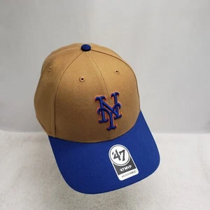 New York Mets MLB 47'Brand MVP 2-Tone Camel Blue Hitch Snapback Hat Cap OSFA - Picture 1 of 7